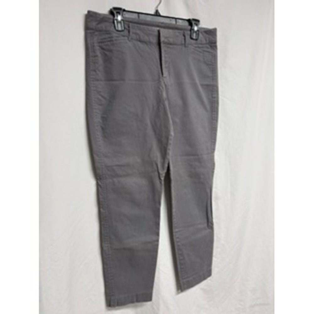Old Navy Pixie Gray Ankle Pants Womens 12 Regular Mid Rise Stretch Chino Office